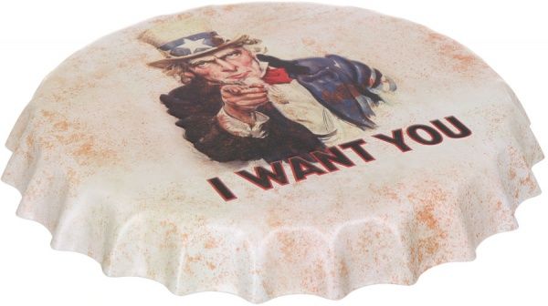 Декор настенный Крышка от бутылки жестяная Дядя Сэм 35 см 