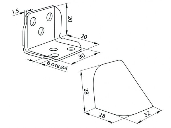Уголок DC металлический двойной с пластиковой заглушкой серый