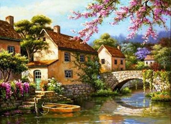 Набір для творчості зі стразами на підрамнику з принт. рамою Country style 40x50 см Діамантові ручки 