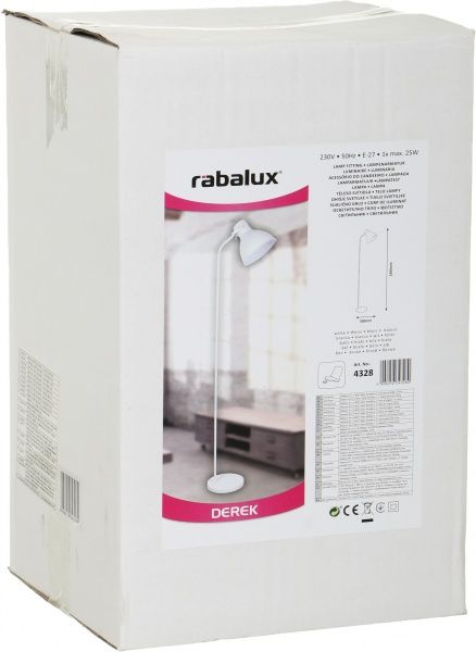 Торшер Rabalux Derek 4328 E27 25 Вт белый 