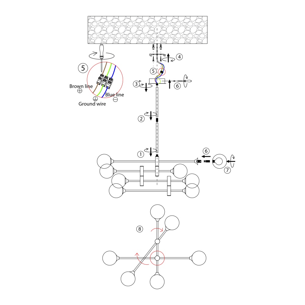 Люстра Miorro Prato 6x8 Вт G9 черный с золотом 51-313-006