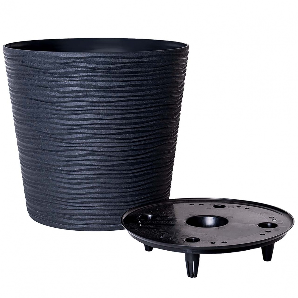 Вазон пластик Ф'южн круглий граніт 22 л Алеана (127074)