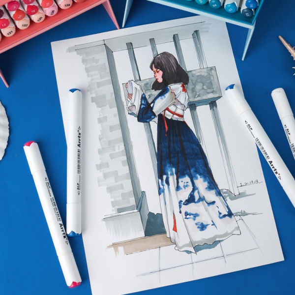 Набор маркеров Arrtx спиртовых Alp ASM-02BU 24 цвета синие оттенки LC302215 