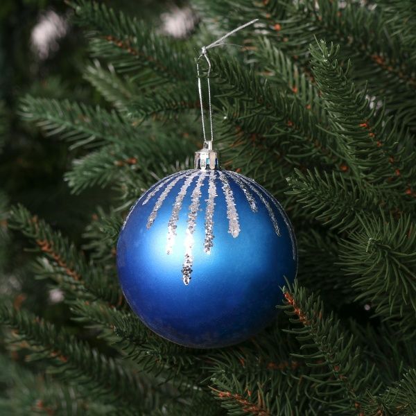 Набор игрушек Шар с орнаментом синий d80 мм 4 шт./уп. 
