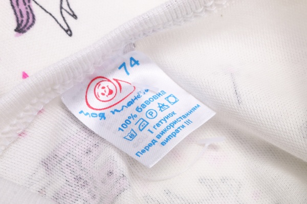 Человечек для девочки Моя планета Единорог Кмб302-3 р.80 белый с розовым 