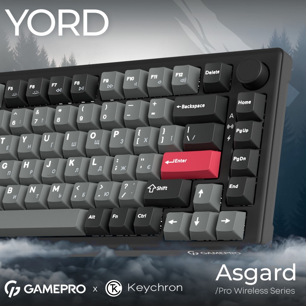 Клавиатура игровая GamePro (MK266BK) Asgard Yord Keychron Super Red Switch Wireless/Bluetooth/USB Black black