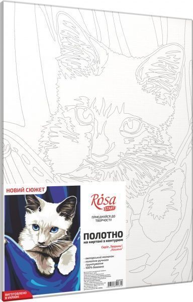 Холст на картоне с контуром Котенок 30x40 см Rosa Start 