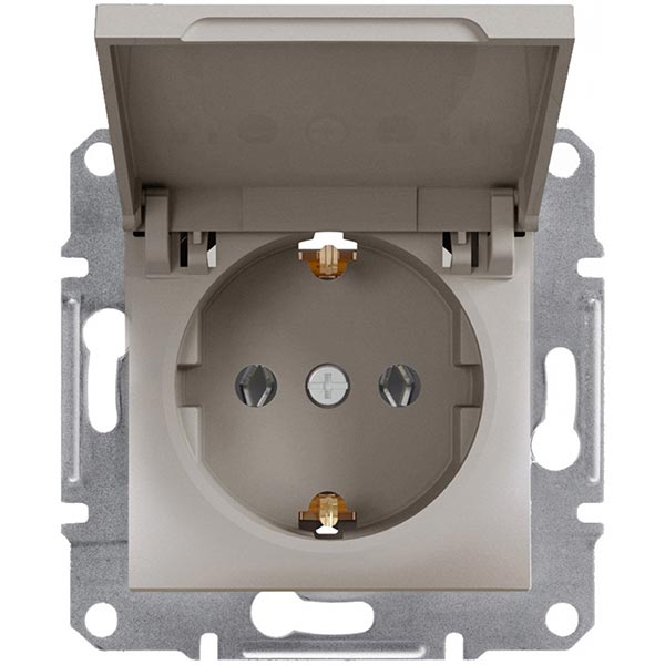 Розетка із заземленням Schneider Electric Asfora 16 А 250 В з кришкою бронзовий EPH3100169