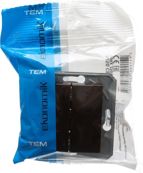 Вимикач двоклавішний TEM Ekonomik без підсвітки 10 А 250В шоколадний SE50CBXO-U