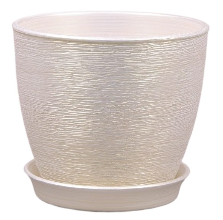 Горщик кераміка ВК круглий білий із золотистим 1,8 л