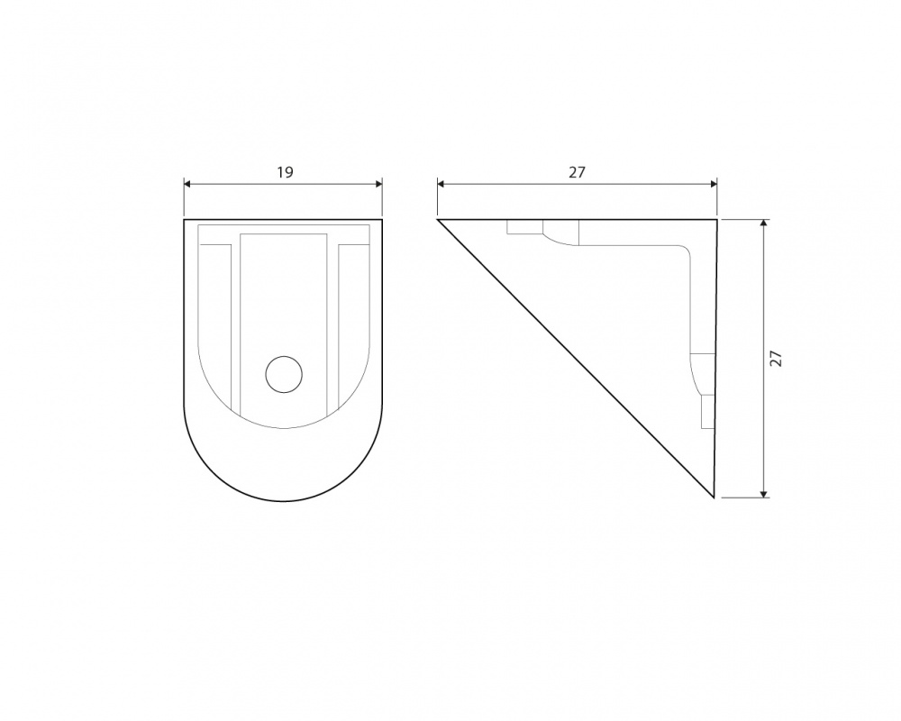 Крепление для полок DC уголок 19x27 мм металический одинарный с накладкой черный упаковка 2 шт