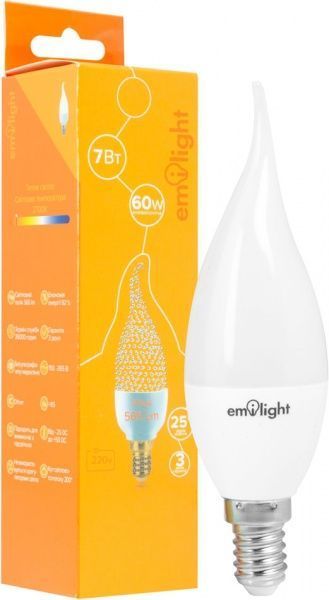 Лампа светодиодная Emilight 7 Вт CF37 матовая E14 220 В 2700 К 