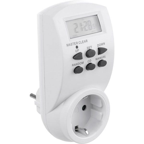 Розетка с таймером с заземлением E-TE-7x24x3,6kW-D; HWD-EG0; HWD-EG06 белый E-TE-7x24x3,6kW-D;HWD-EG06