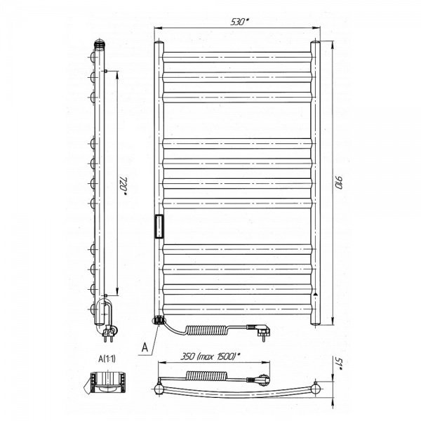 Рушникосушарка електрична Laris Класик Преміум П11 500х900 Е Л S