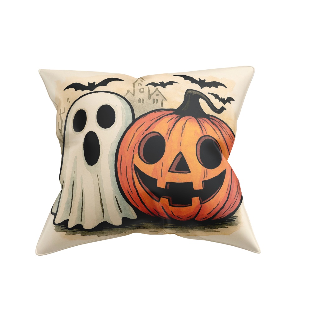 Подушка декоративна Halloween friend 45x45 см бежевий із малюнком La Nuit
