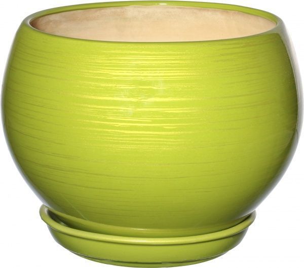 Горшок керамический Ориана-Запорожкерамика Шар глянец салатово-золотой круглый 4,1л салатовый 