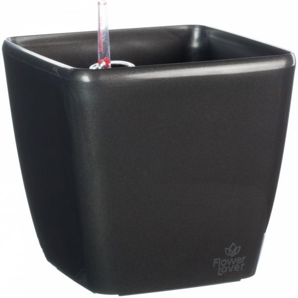 Горшок пластиковый Plastkon Flower Lover Quadrato квадратный 5,5л антрацит 
