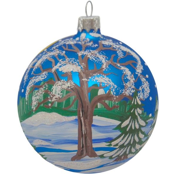 Шар стеклянный d100 Пейзаж 2 синий