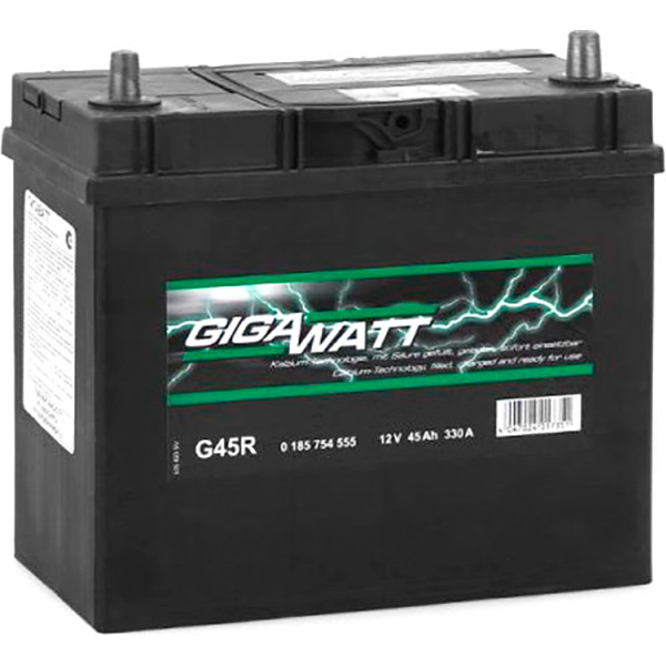 Акумулятор автомобільний GIGAWATT 45А B «+» праворуч