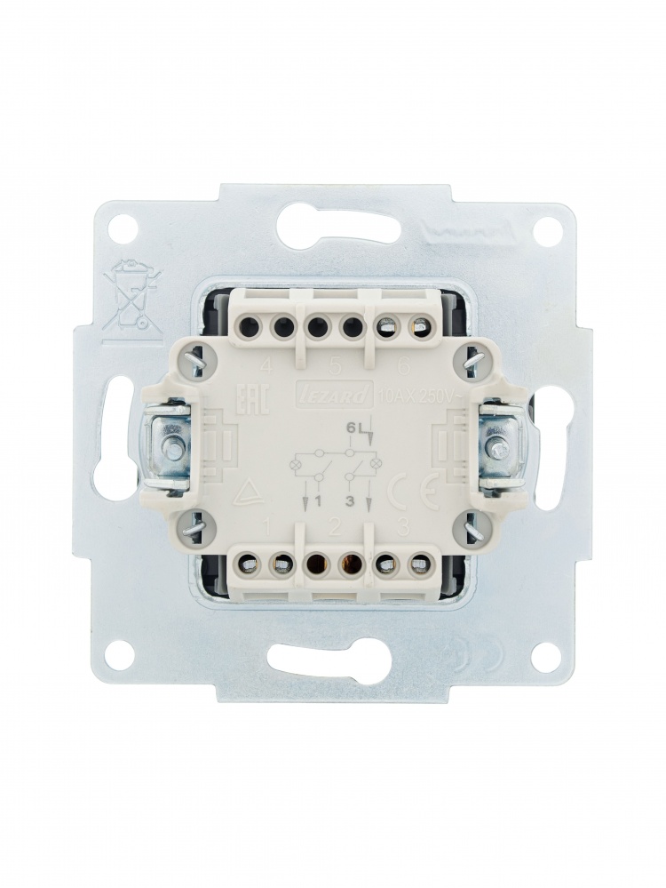 Выключатель двухклавишный Lezard Vesna с подсветкой антрацит 742-4288-112