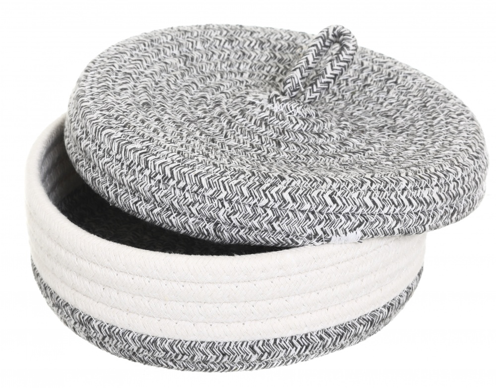 Кошик Luara з кришкою світло-сірий круглий 21х7 см