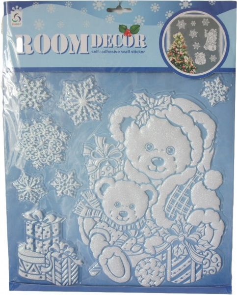 Декорация новогодняя Наклейка оконная медведь 30x30 см EPI-MKA1001-6 