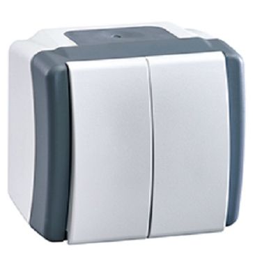 Вимикач двоклавішний Mono Octans без підсвітки 10 А 250В сірий 154-020001-102