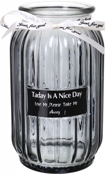 Ваза стеклянная серая Crystal Cindy 17,5 см YIWU