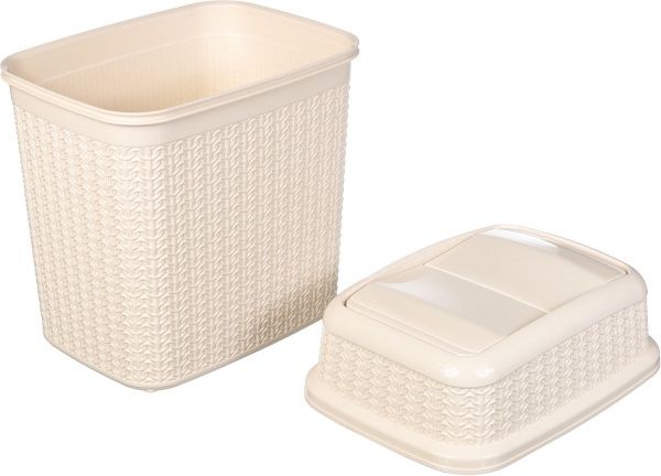 Контейнер для сміття із кришкою Ucsan Plastik кремовий 10 л