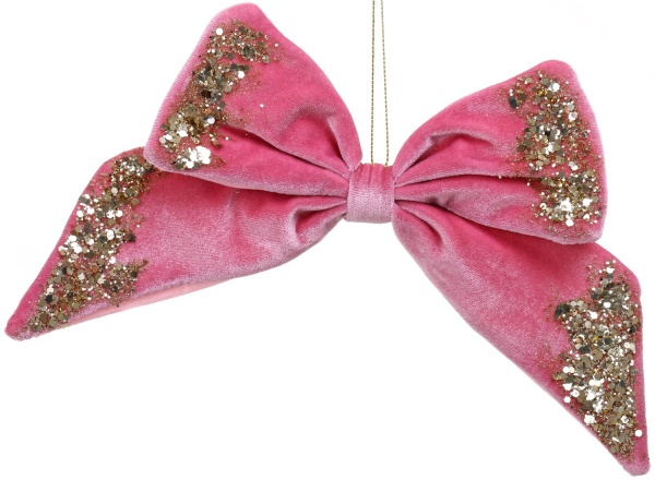Декорація новорічна Бант YZH502300 рожевий 18х22х2,5 см 