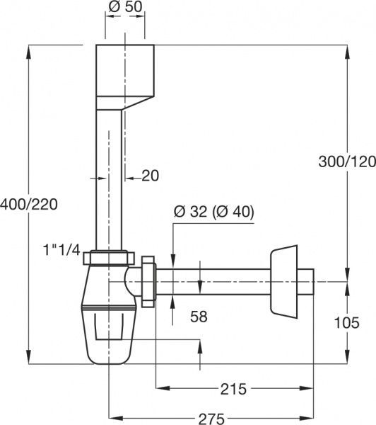 Сифон для писсуара Bonomini 2126CP40B0 TEDESCO d40