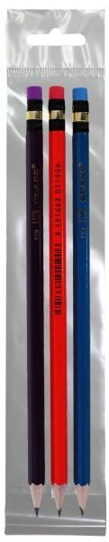 Набір олівців чорнографітних HВ 3 шт. із гумкою Neon колір в асортименті 119 CLASS