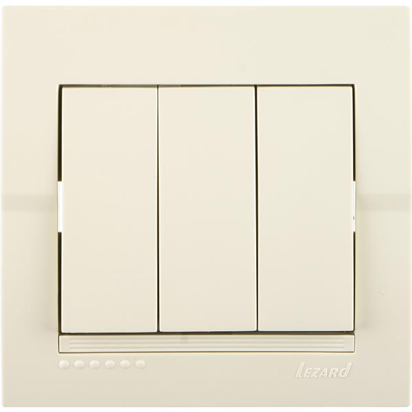 Выключатель трехклавишный Lezard Deriy без подсветки 10 А 250В IP20 кремовый 702-0303-109