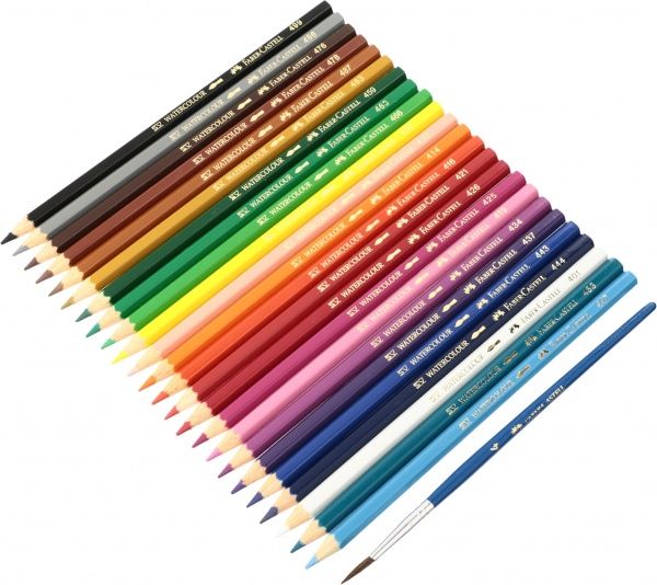 Карандаши цветные акварельные с кисточкой Faber-Castell 24 шт.