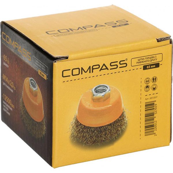 Щітка дискова 65 мм М14 ST Compass рифлений дріт