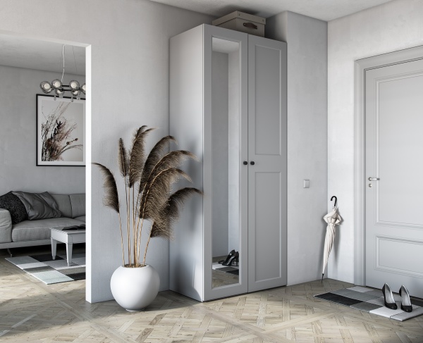 Двері до шафи Грейд ш-к ФЛЕКС МДФ#16 2368х496 мм з дзеркалом попелястий 