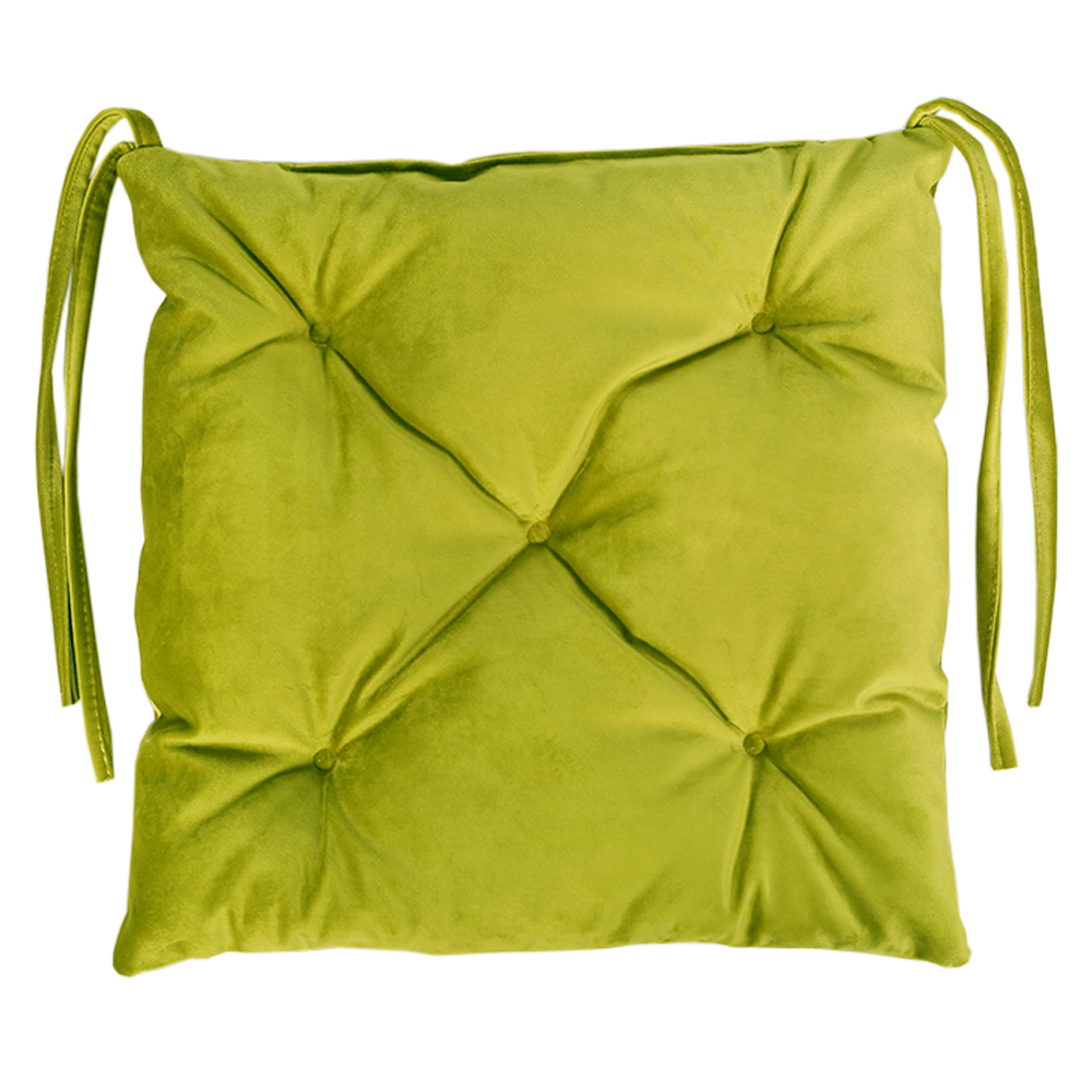 Подушка на стул стебаная 5 закрепок с завязками салатовый Beatrice 29