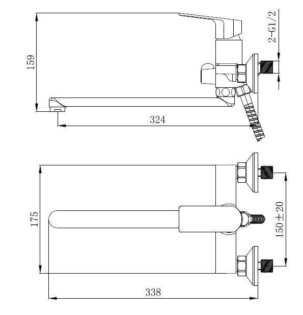 Змішувач для ванни Mixxen TRION хром L320 з/акс. MXKL0764