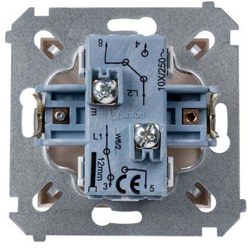 Вимикач прохідний двоклавішний Simon 54 без підсвітки 10 А 250В крем DW6/2.01/41