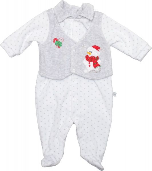 Комбинезон детский Фламинго праздничный р.62 белый с серым 110-522-4 