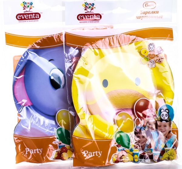 Тарілки одноразові Eventa звірята 20 см в асортименті 6 шт.