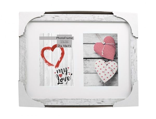 Фоторамка с паспарту SvitArt FKP-2-1913-2B 10x15 см бежевый с серым 