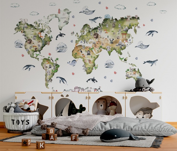 Наліпка Lipastick Дитяча мапа UA з тваринами 200x120 см
