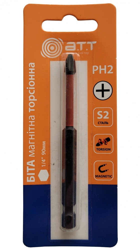 Біта торсіонна A.T.T. магнітна PH2 90 мм 1/4 сталь S2 1 шт.