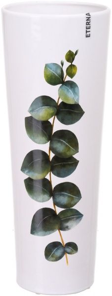 Ваза керамическая белая с рисунком Эвкалипт 703-38 Eterna