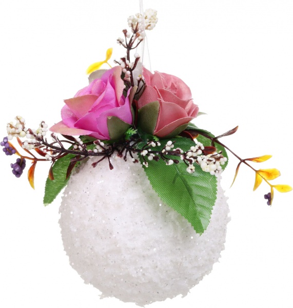 Декоративна підвіска Куля з декором 8 см білий HFW14