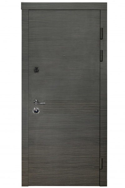 Дверь входная Revolut Doors В-83 модель 184 венге серый горизонт / белый 2050x950 мм правая