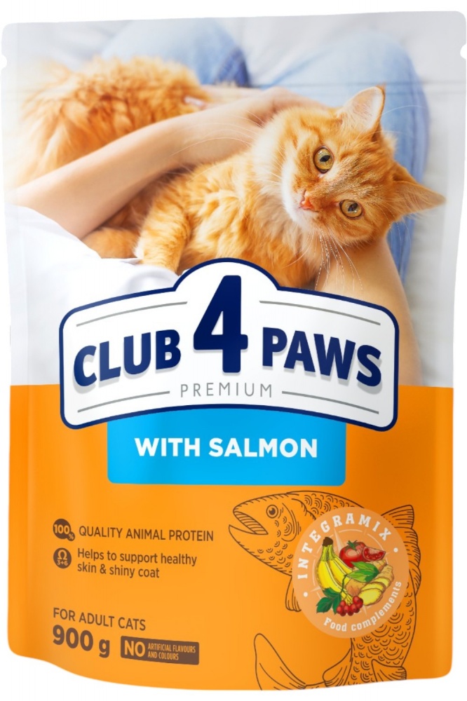 Корм сухой для котов Club 4 Paws премиум с лососем 900 г