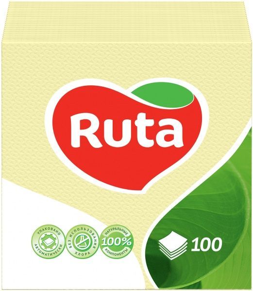 Салфетки столовые Ruta 24х24 см желтый 100 шт.