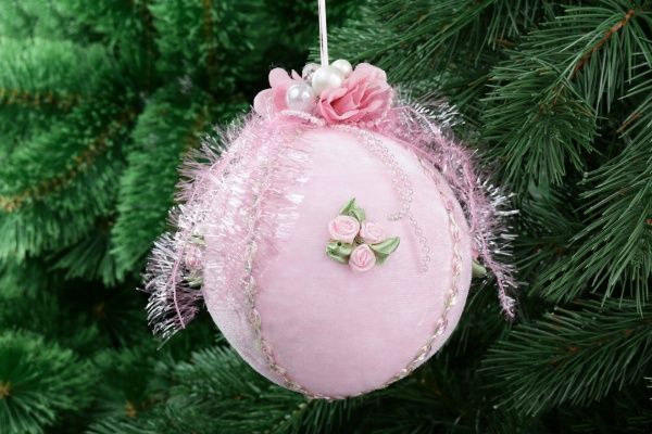 Шар пенопластовый с цветами d150 розовый